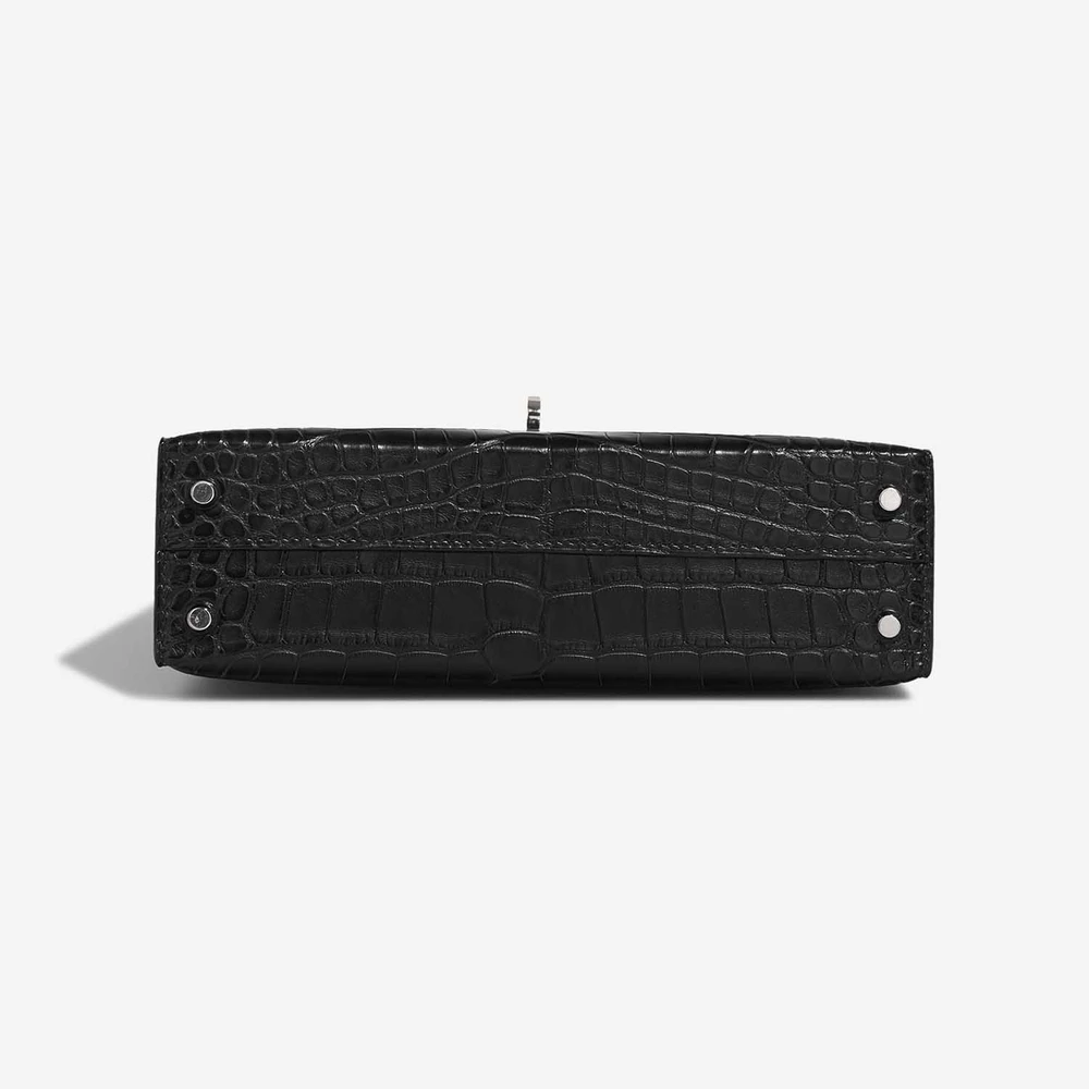 High-End Hermès Inspired Mini Kelly Matte Alligator Black PHW - Direct Luxury Fashion - Image 3
