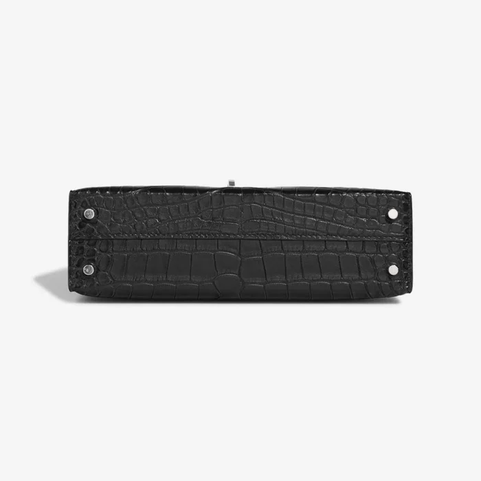 High-End Hermès Inspired Mini Kelly Matte Alligator Black PHW - Direct Luxury Fashion - Image 3