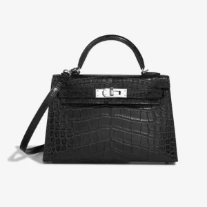 High-End Hermès Inspired Mini Kelly Matte Alligator Black PHW - Direct Luxury Fashion