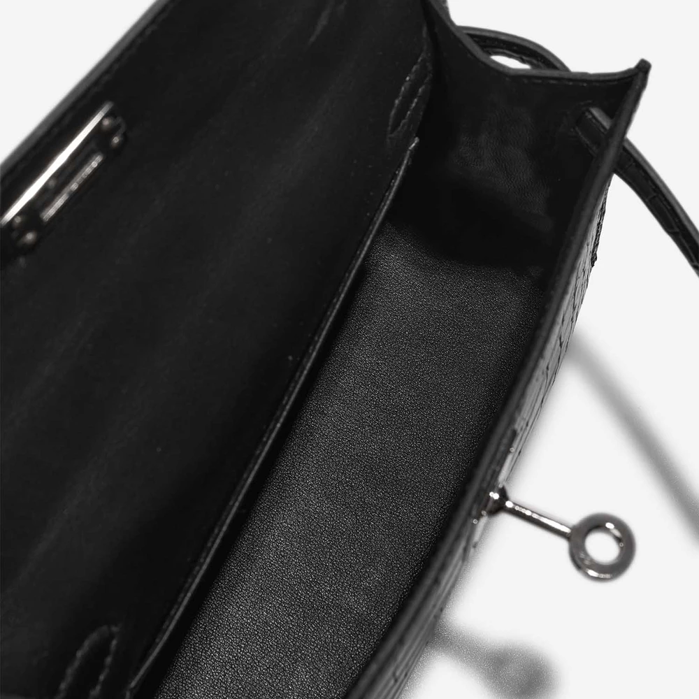 High-End Hermès Inspired Mini Kelly Matte Alligator Black PHW - Direct Luxury Fashion - Image 5