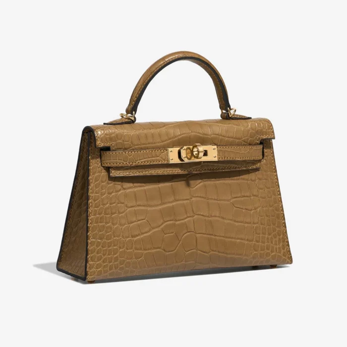 High-End Hermès Inspired Mini Kelly Matte Alligator Kraft GHW - Direct Luxury Fashion - Image 4