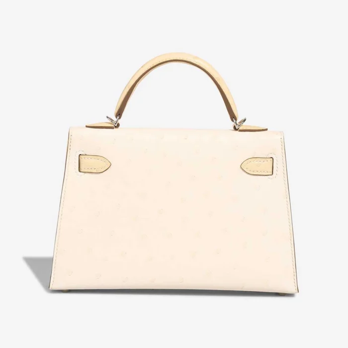 High-End Hermès Inspired Mini Kelly Ostrich Vanille/Nata PHW - Direct Luxury Fashion - Image 2