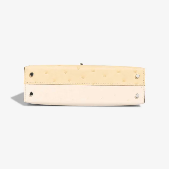 High-End Hermès Inspired Mini Kelly Ostrich Vanille/Nata PHW - Direct Luxury Fashion - Image 3