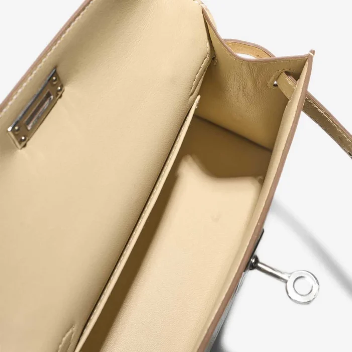 High-End Hermès Inspired Mini Kelly Ostrich Vanille/Nata PHW - Direct Luxury Fashion - Image 5