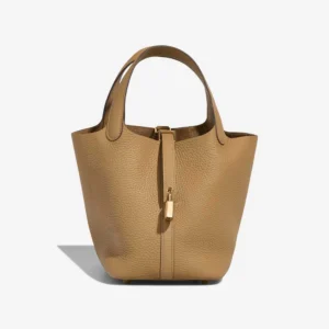 High-End Hermès Inspired Picotin 18 Clemence Biscuit GHW - Direct Luxury Fashion