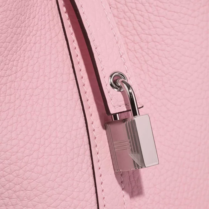 High-End Hermès Inspired Picotin 18 Clemence Rose Sakura PHW - Direct Luxury Fashion - Image 6