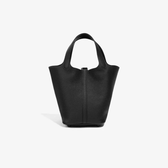 High-End Hermès Inspired Picotin 18 Clemence So Black RHW - Direct Luxury Fashion - Image 2