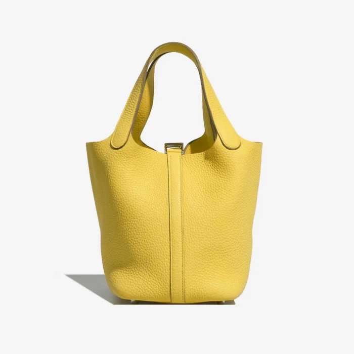 High-End Hermès Inspired Picotin 18 Taurillon Clemence Lime PHW - Direct Luxury Fashion - Image 3