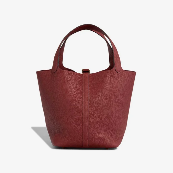 High-End Hermès Inspired Picotin 22 Clemence Rouge H GHW - Direct Luxury Fashion - Image 3