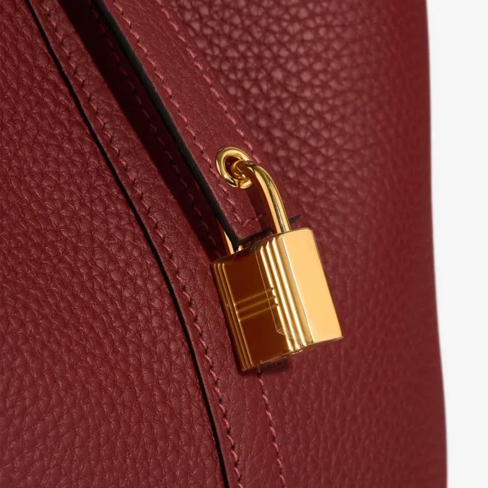 High-End Hermès Inspired Picotin 22 Clemence Rouge H GHW - Direct Luxury Fashion - Image 6