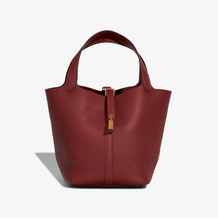 High-End Hermès Inspired Picotin 22 Clemence Rouge H GHW - Direct Luxury Fashion