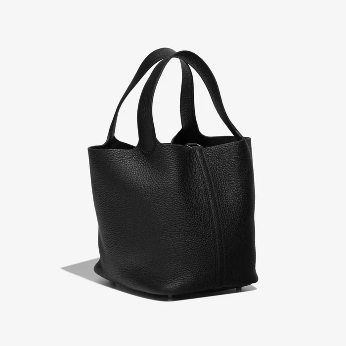 High-End Hermès Inspired Picotin 22 Taurillon Clemence Black PHW - Direct Luxury Fashion - Image 5
