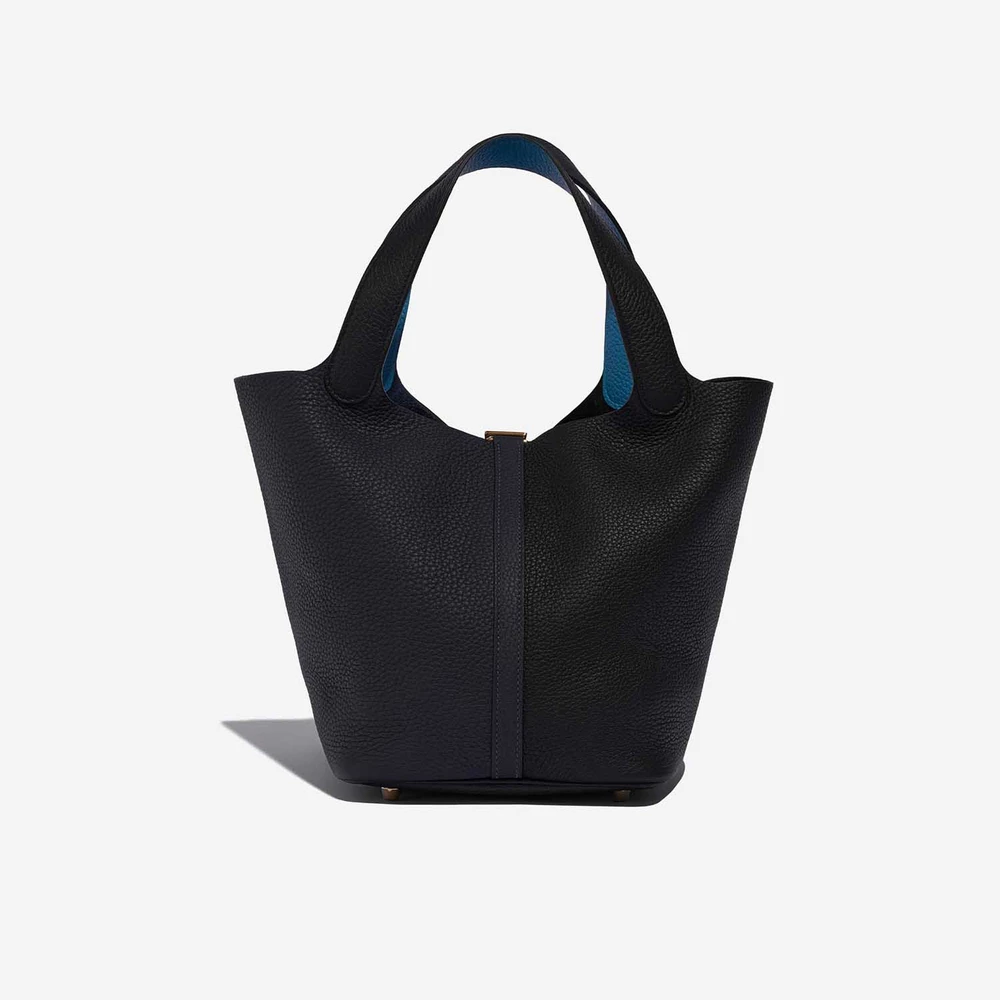 High-End Hermès Inspired Picotin 22 Taurillon Clemence Blue Nuit/Black/Blue Frida PHW - Direct Luxury Fashion - Image 2