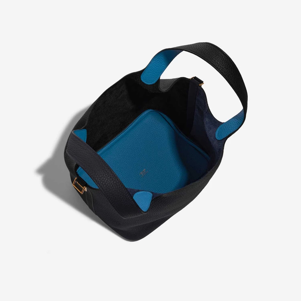 High-End Hermès Inspired Picotin 22 Taurillon Clemence Blue Nuit/Black/Blue Frida PHW - Direct Luxury Fashion - Image 5