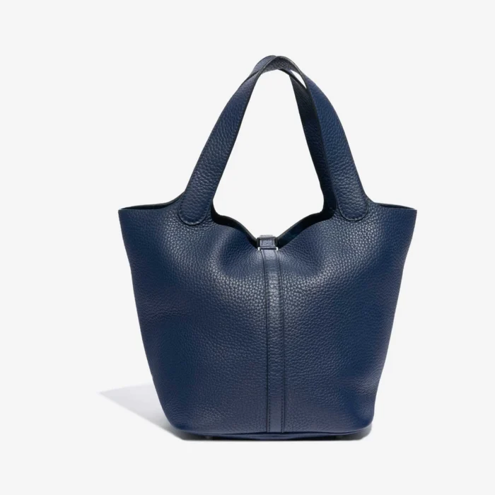 High-End Hermès Inspired Picotin 22 Taurillon Clemence Blue Saphir PHW - Direct Luxury Fashion - Image 2