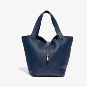 High-End Hermès Inspired Picotin 22 Clemence - Blue Saphir PHW