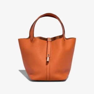 High-End Hermès Inspired Picotin 22 Taurillon Clemence Orange PHW - Direct Luxury Fashion