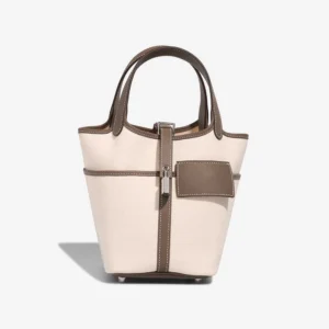 High-End Hermès Inspired Picotin Cargo 18 Toile Goeland/Swift Ecru/Etoupe PHW - Direct Luxury Fashion