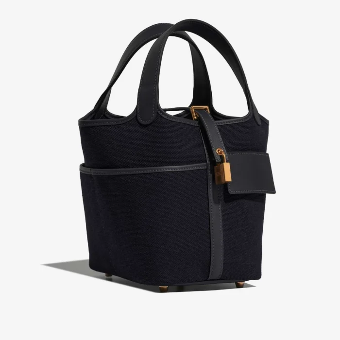 High-End Hermès Inspired Picotin Cargo 18 Toile/Swift Blue Marine/Caban GHW - Direct Luxury Fashion - Image 5