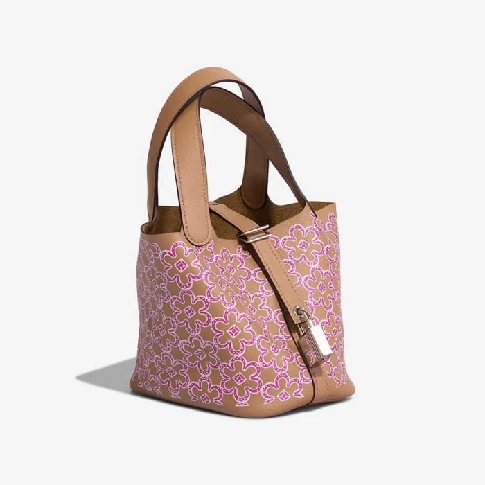High-End Hermès Inspired Picotin Micro Lucky Daisy Swift Chai/Rose/White PHW - Direct Luxury Fashion - Image 5