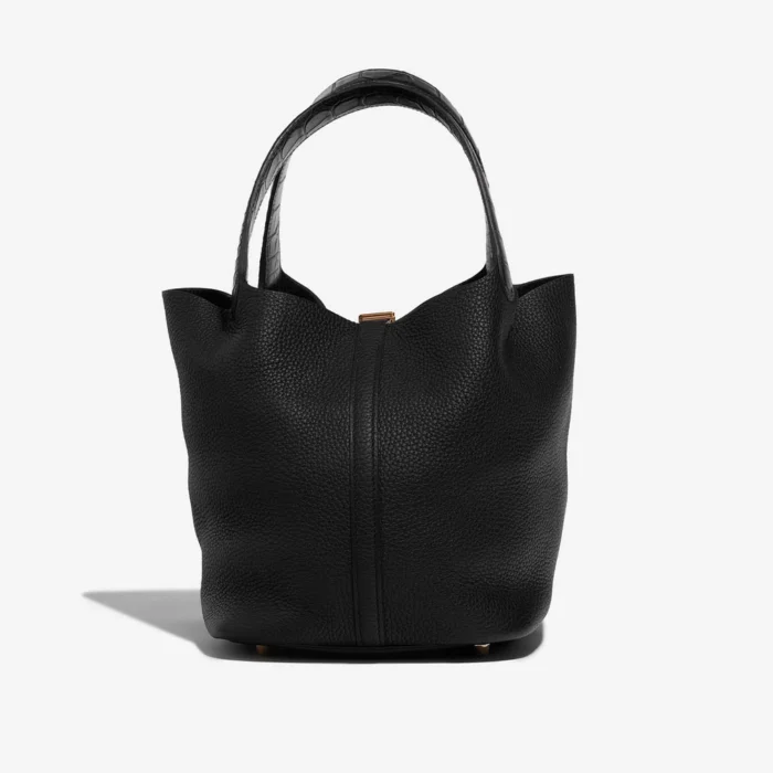 High-End Hermès Inspired Picotin Touch 22 Clemence/Matte Alligator Black GHW - Direct Luxury Fashion - Image 2