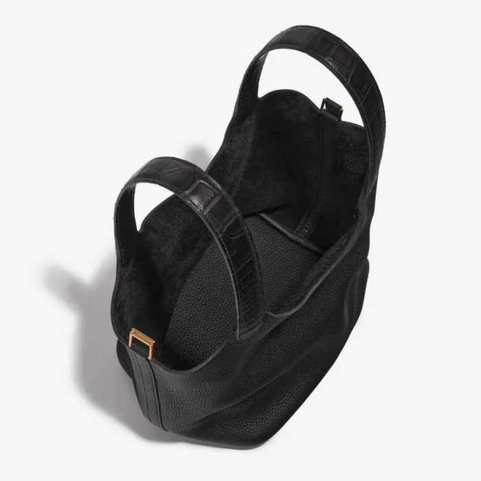 High-End Hermès Inspired Picotin Touch 22 Clemence/Matte Alligator Black GHW - Direct Luxury Fashion - Image 5