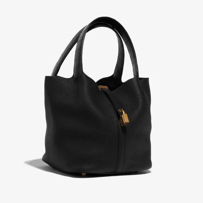 High-End Hermès Inspired Picotin Touch 22 Clemence/Matte Alligator Black GHW - Direct Luxury Fashion - Image 4