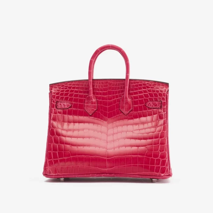 Mirror Quality Hermès Birkin 25 Niloticus Crocodile Lisse Rose Extreme PHW - Replica Handbags - Image 2
