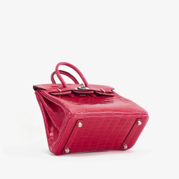 Mirror Quality Hermès Birkin 25 Niloticus Crocodile Lisse Rose Extreme PHW - Replica Handbags - Image 3