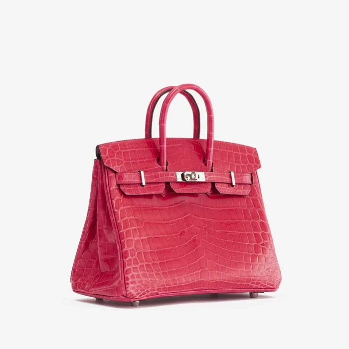 Mirror Quality Hermès Birkin 25 Niloticus Crocodile Lisse Rose Extreme PHW - Replica Handbags - Image 4