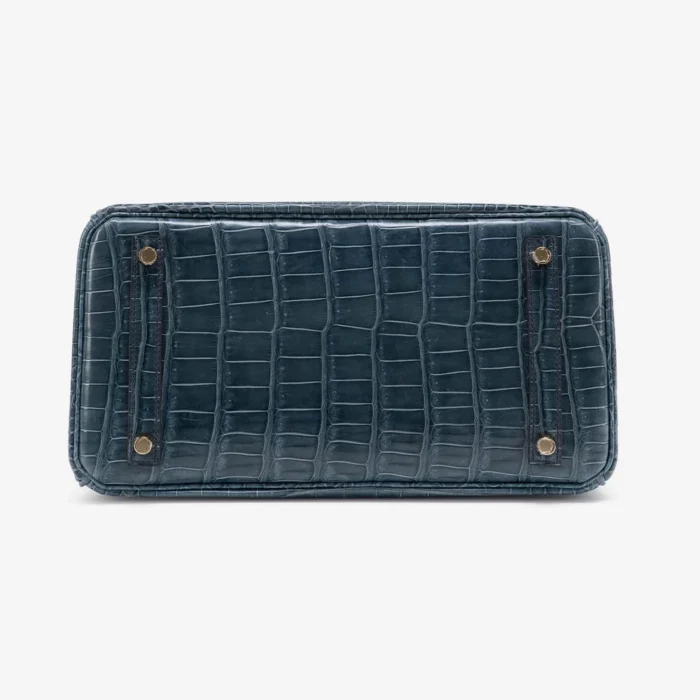Mirror Quality Hermès Birkin 30 Porosus Crocodile Blue Tempete GHW - Replica Handbags - Image 3