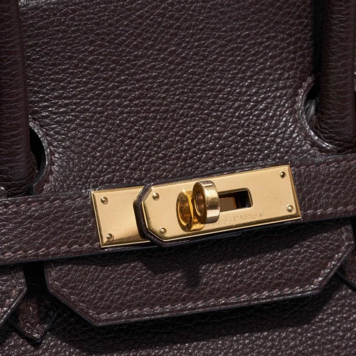 Mirror Quality Hermès Birkin 35 Clemence Chocolate GHW - Replica Handbags - Image 7