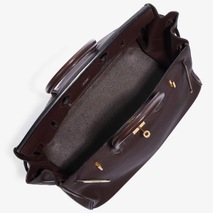 Mirror Quality Hermès Birkin 35 Clemence Chocolate GHW - Replica Handbags - Image 5
