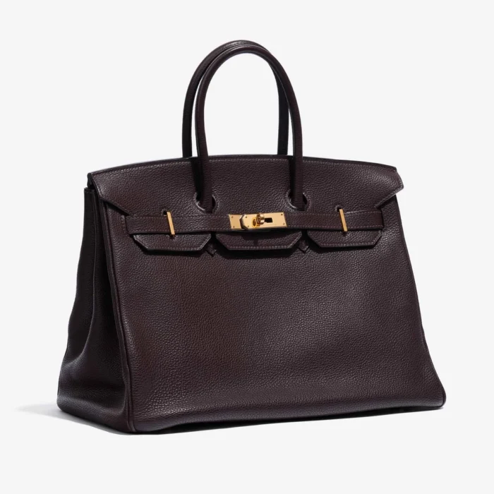 Mirror Quality Hermès Birkin 35 Clemence Chocolate GHW - Replica Handbags - Image 4