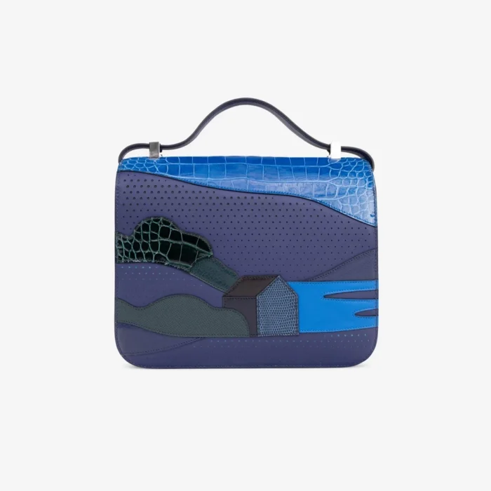 Mirror Quality Hermès Constance 24 Endless Road Alligator/Lizard Bleu Encre/Bleu Zellige/Vert Cypres/Bleu Nuit PHW - Replica Handbags - Image 2
