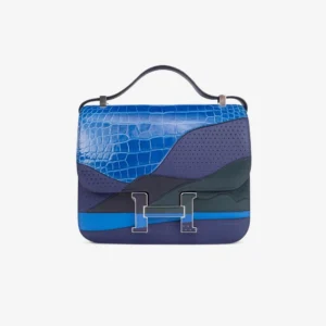 Mirror Quality Hermès Constance 24 Endless Road Alligator/Lizard Bleu Encre/Bleu Zellige/Vert Cypres/Bleu Nuit PHW - Replica Handbags