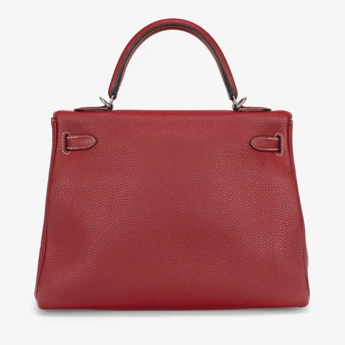 Mirror Quality Hermès HSS Kelly 32 Clemence Rouge Grenat PHW - Replica Handbags - Image 2