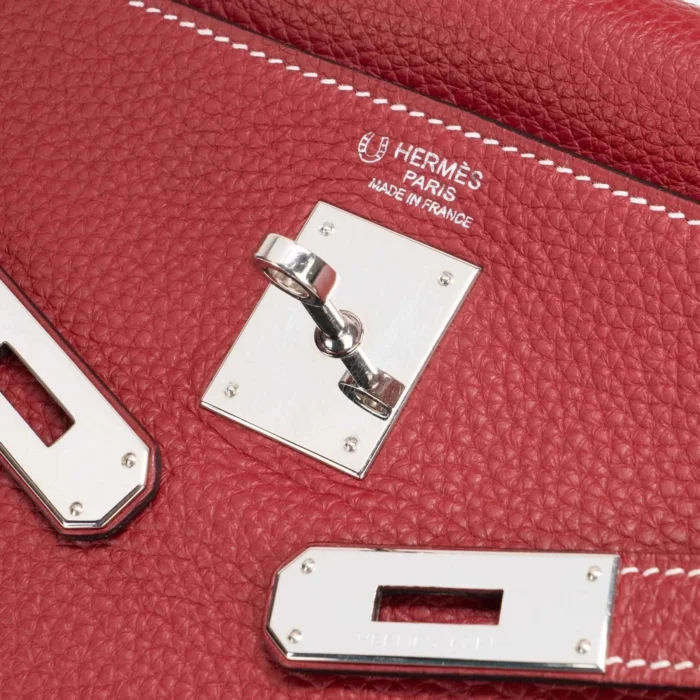 Mirror Quality Hermès HSS Kelly 32 Clemence Rouge Grenat PHW - Replica Handbags - Image 5