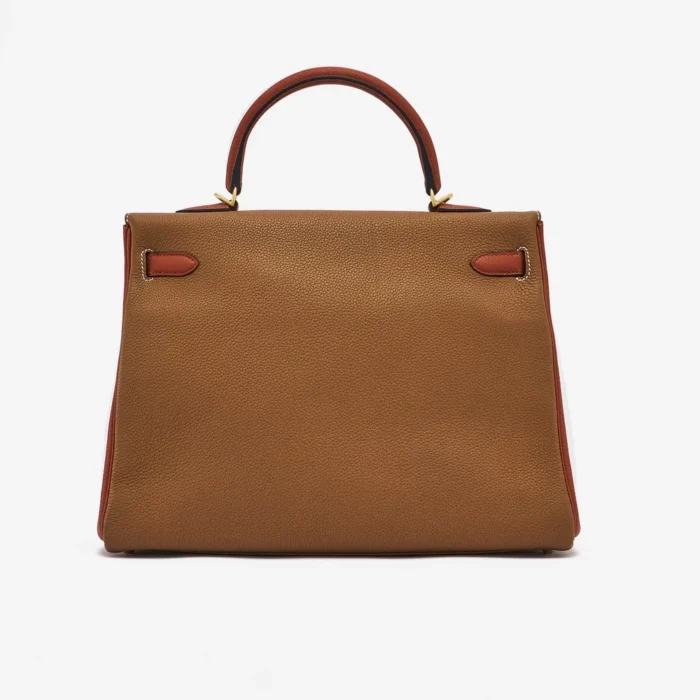 Mirror Quality Hermès HSS Kelly 35 Togo Gold/Brique GHW - Replica Handbags - Image 2