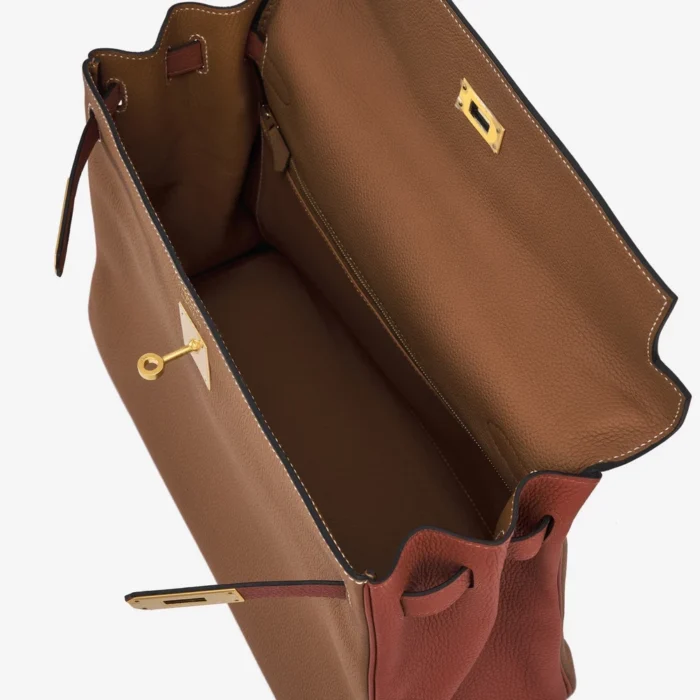 Mirror Quality Hermès HSS Kelly 35 Togo Gold/Brique GHW - Replica Handbags - Image 4