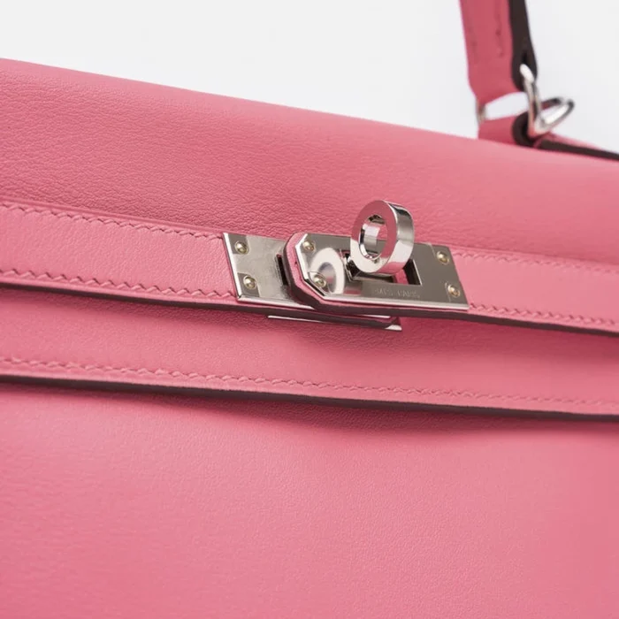 Mirror Quality Hermès Kelly 25 Swift Rose Azalee PHW - Replica Handbags - Image 6