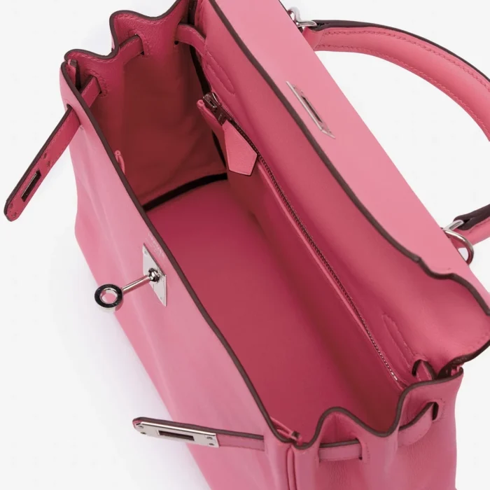 Mirror Quality Hermès Kelly 25 Swift Rose Azalee PHW - Replica Handbags - Image 5