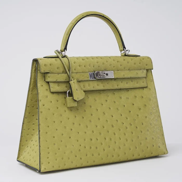 Mirror Quality Hermès Kelly 32 Ostrich Kiwi PHW - Replica Handbags - Image 4