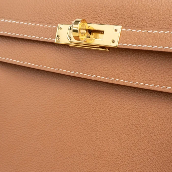 Mirror Quality Hermès Kelly Danse Evercolor Gold GHW - Replica Handbags - Image 7