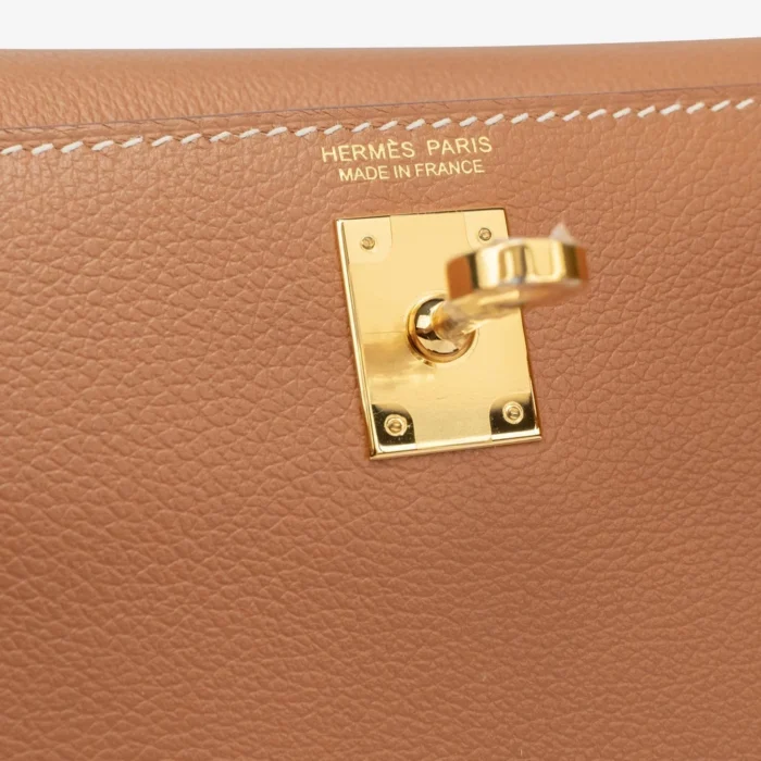 Mirror Quality Hermès Kelly Danse Evercolor Gold GHW - Replica Handbags - Image 6
