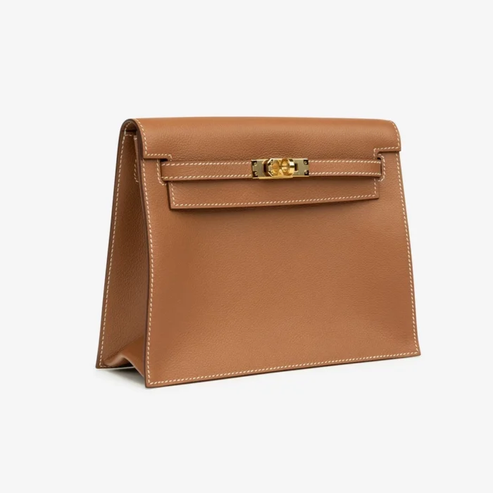 Mirror Quality Hermès Kelly Danse Evercolor Gold GHW - Replica Handbags - Image 4