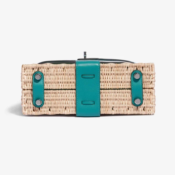 Mirror Quality Hermès Mini Kelly Picnic Osier/Swift Vert Verone PHW - Replica Handbags - Image 3