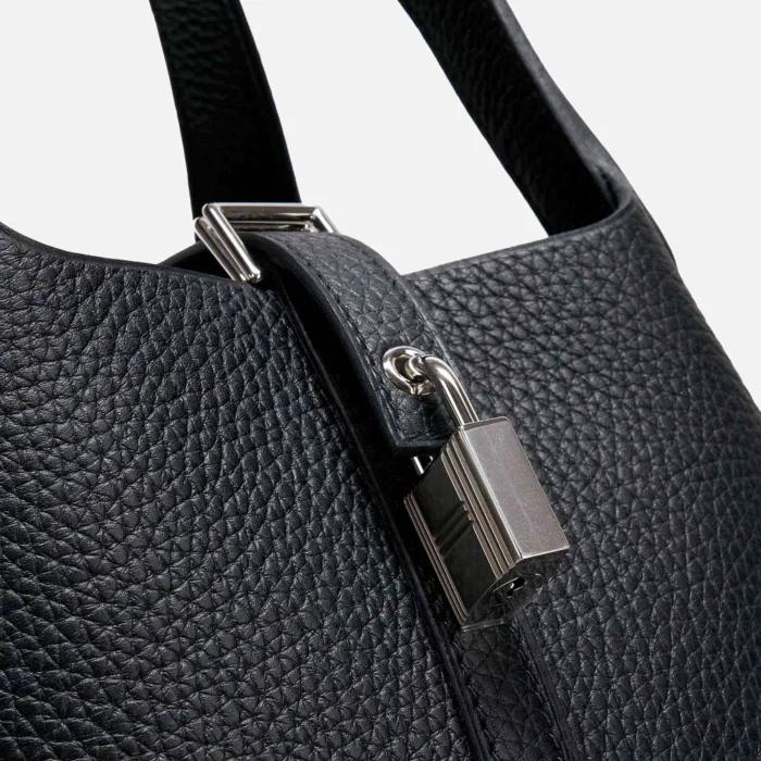 Mirror Quality Hermès Picotin 18 Clemence Black PHW - Replica Handbags - Image 7