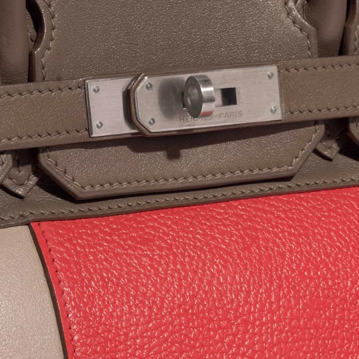 Mirror Quality Hermès Replicas Birkin 30 Clemence/Swift Argile/Etoupe/Rose Jaipur PHW - DLF - Image 7