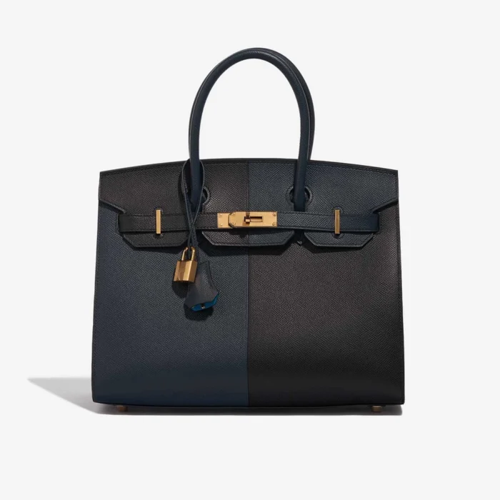 Mirror Quality Hermès Replicas Birkin 30 Epsom Black/Blue - DLF